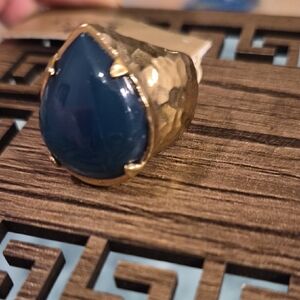 Studio Barse Gold Ring with Deep Blue Stone